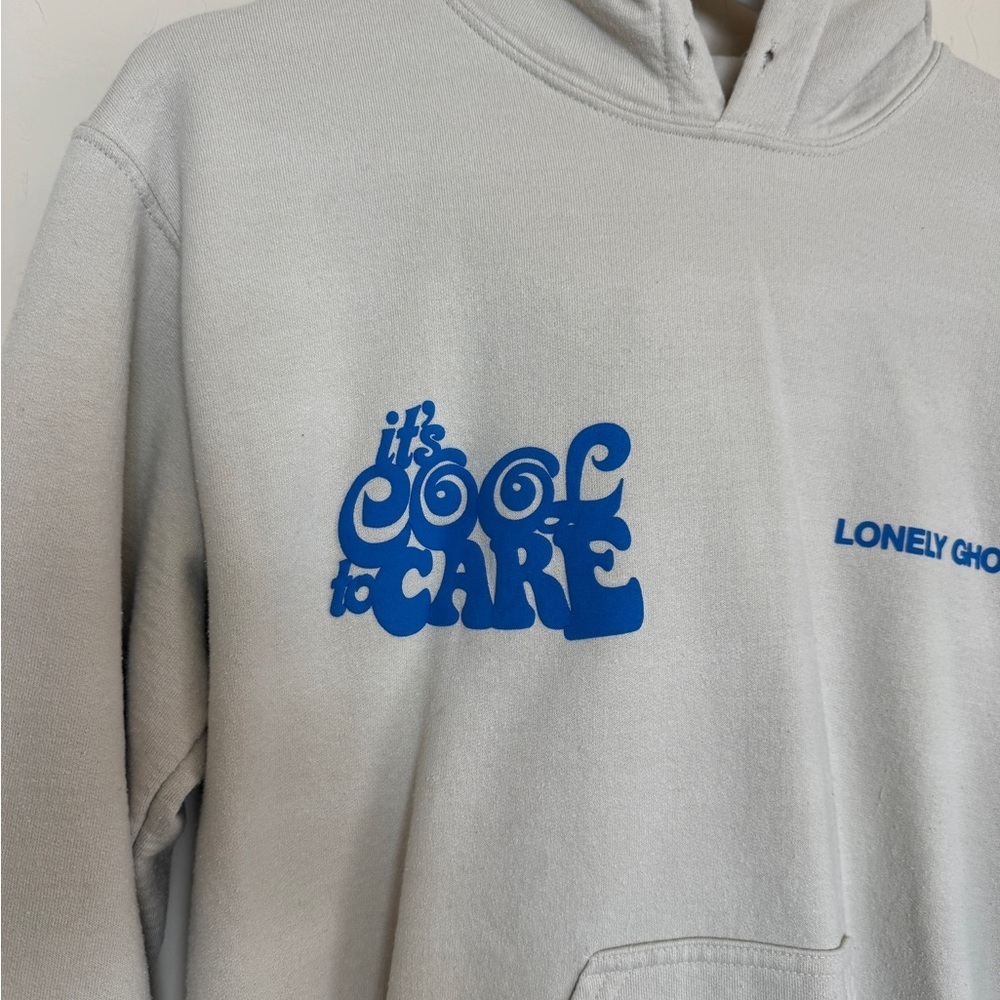 Lonely Ghost Cream It’s Cool to Care Hoodie size small - Picture 3 of 10